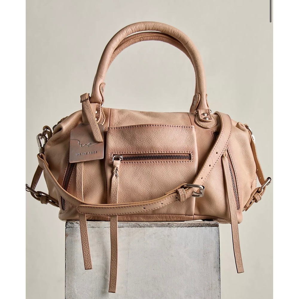 We The Free Baby Emerson Leather Tote Bag Toasted Almond Crossbody Satchel NEW